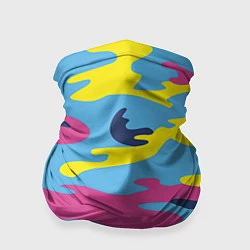 Бандана-труба Камуфляж: голубой/розовый/желтый, цвет: 3D-принт