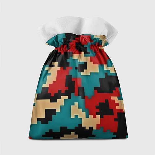 Подарочный мешок Камуфляж пиксельный: красный/голубой / 3D-принт – фото 2
