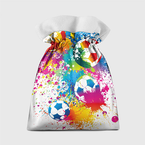 Подарочный мешок Футбольные мячи - красочные брызги / 3D-принт – фото 2