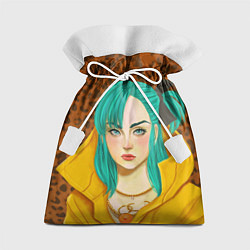 Мешок для подарков Billie Eilish: Turquoise Hair, цвет: 3D-принт