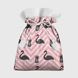 Мешок для подарков Черный фламинго арт, цвет: 3D-принт