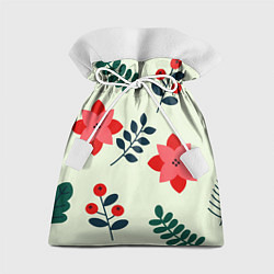 Мешок для подарков Цветы, ягоды, листья, цвет: 3D-принт