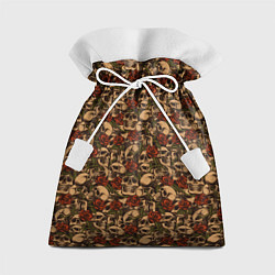 Мешок для подарков Черепа в Розах, цвет: 3D-принт