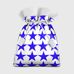 Мешок для подарков Синие звёзды на белом фоне, цвет: 3D-принт