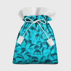 Мешок для подарков Синий камуфляж с дельфинами, цвет: 3D-принт