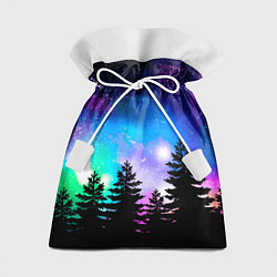 Мешок для подарков Космический лес, елки и звезды, цвет: 3D-принт