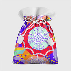 Подарочный мешок Яркий абстрактный зимний дизайн из снежинок