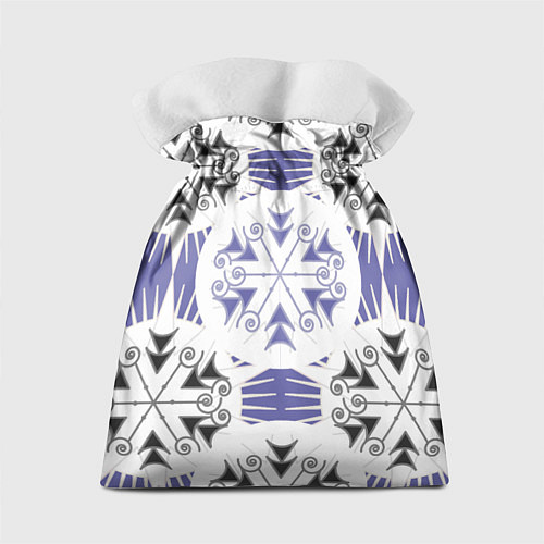 Подарочный мешок Острый белые снежинки на сиреневом фоне / 3D-принт – фото 2
