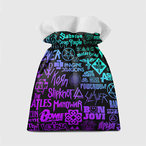 Подарочный мешок ЛОГОТИПЫ РОК ГРУПП НЕОН ROCK NEON / 3D-принт – фото 2