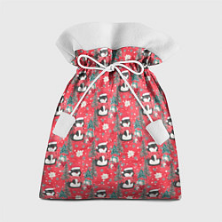 Мешок для подарков Пингвины красный паттерн, цвет: 3D-принт