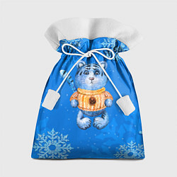 Мешок для подарков Синий плюшевый тигренок 2022, цвет: 3D-принт