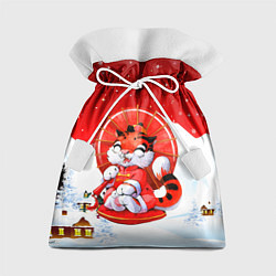 Мешок для подарков Китайский тигр с зонтиком 2022, цвет: 3D-принт