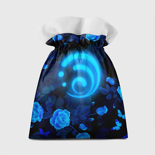 Подарочный мешок КОКОМИ ГЕНШИН ИМПАКТ СИНИЕ РОЗЫ / 3D-принт – фото 2