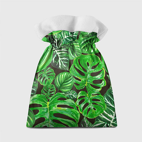 Подарочный мешок Тропические листья на темном фоне / 3D-принт – фото 2