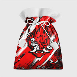 Мешок для подарков SAMURAI CYBERPUNK 2077 RED AND WHITE, цвет: 3D-принт
