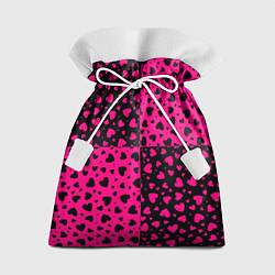Мешок для подарков Черно-Розовые сердца, цвет: 3D-принт