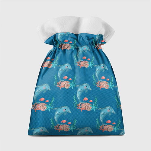 Подарочный мешок Дельфины Море паттерн / 3D-принт – фото 2