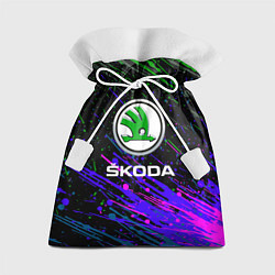 Мешок для подарков Skoda разноцветные брызги, цвет: 3D-принт