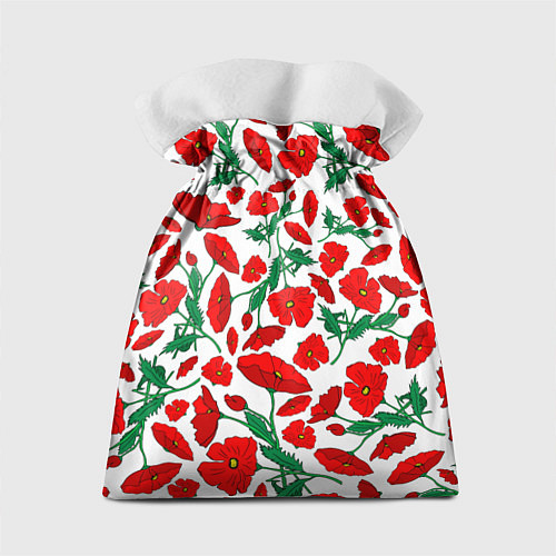 Подарочный мешок Цветы Красные Маки на белом фоне / 3D-принт – фото 2