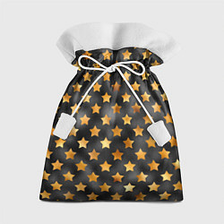 Мешок для подарков Золотые звезды на черном, цвет: 3D-принт