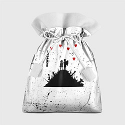 Мешок для подарков Banksy мальчик и девочка на горе оружия, цвет: 3D-принт
