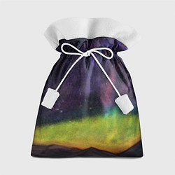 Мешок для подарков Горный пейзаж со звёздным небом и северным сиянием, цвет: 3D-принт