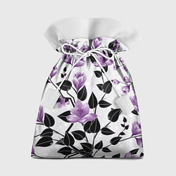 Мешок для подарков Распустившиеся фиолетовые цветы, цвет: 3D-принт