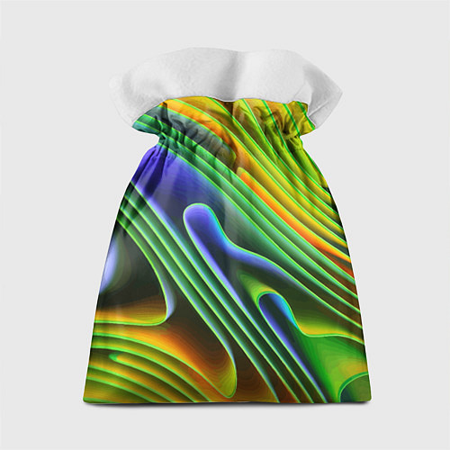 Подарочный мешок Цветные неоновые полосы Абстракция Color neon patt / 3D-принт – фото 2