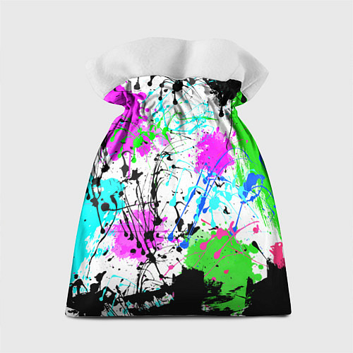 Подарочный мешок Неоновые разноцветные пятна и брызги красок / 3D-принт – фото 2