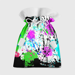 Мешок для подарков Неоновые разноцветные пятна и брызги красок, цвет: 3D-принт