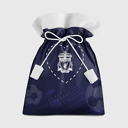 Мешок для подарков Лого Liverpool в сердечке на фоне мячей, цвет: 3D-принт