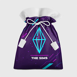 Мешок для подарков Символ The Sims в неоновых цветах на темном фоне, цвет: 3D-принт