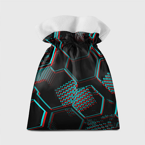 Подарочный мешок Barcelona FC в стиле Glitch на темном фоне / 3D-принт – фото 2