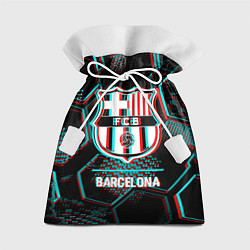 Мешок для подарков Barcelona FC в стиле Glitch на темном фоне, цвет: 3D-принт