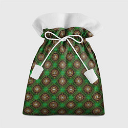 Мешок для подарков Коричневые круги на зеленом фоне, цвет: 3D-принт