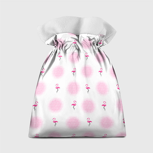 Подарочный мешок Фламинго и круги на белом фоне / 3D-принт – фото 2