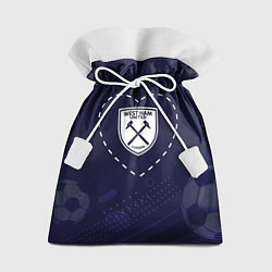 Мешок для подарков Лого West Ham в сердечке на фоне мячей, цвет: 3D-принт