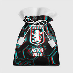 Мешок для подарков Aston Villa FC в стиле Glitch на темном фоне, цвет: 3D-принт