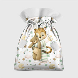 Мешок для подарков Тигренок с мишкой на белом, цвет: 3D-принт
