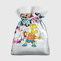 Мешок для подарков Барт Симпсон на фоне стены с граффити, цвет: 3D-принт
