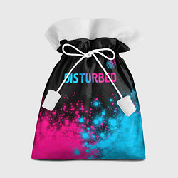 Мешок для подарков Disturbed - neon gradient: символ сверху, цвет: 3D-принт