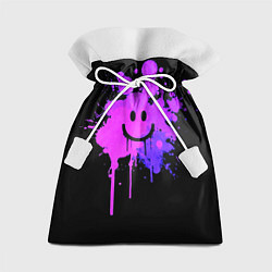 Мешок для подарков Неоновый улыбающийся смайлик, цвет: 3D-принт