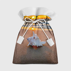 Мешок для подарков Ракушка на песочном берегу тихого океана, цвет: 3D-принт