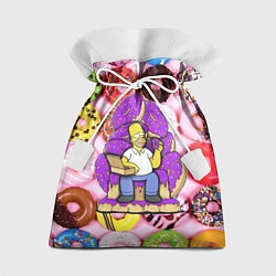Мешок для подарков Гомер Симпсон в окружении пончиков, цвет: 3D-принт