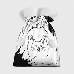 Мешок для подарков Metallica рок кот на светлом фоне, цвет: 3D-принт