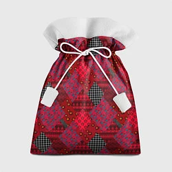 Мешок для подарков Красный лоскутный узор пэчворк, цвет: 3D-принт
