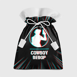 Мешок для подарков Символ Cowboy Bebop в стиле glitch на темном фоне, цвет: 3D-принт