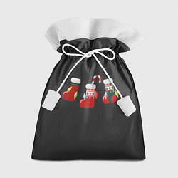 Мешок для подарков Новогодняя композиция - Черный фон, цвет: 3D-принт