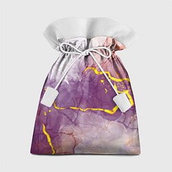 Мешок для подарков Сиреневый мрамор с золотыми прожилками, цвет: 3D-принт