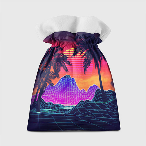 Подарочный мешок Тропический остров с пальмами ретро иллюстрация / 3D-принт – фото 2